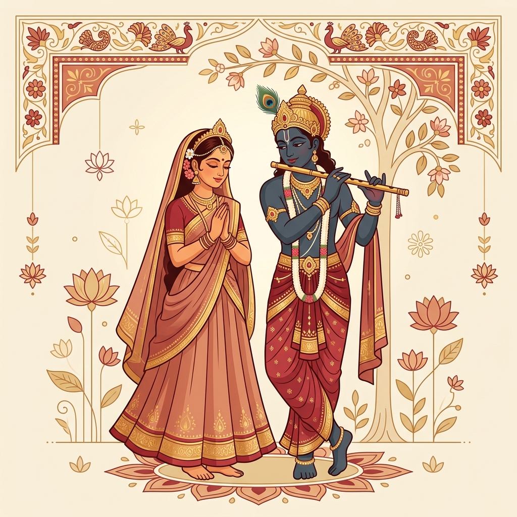 Shri Radha Krishna playing flute